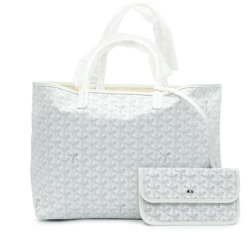 GOYARD Saint Louis PM Tote, White Goyardine Canvas, With Pouch | Shop Authentique Lux
