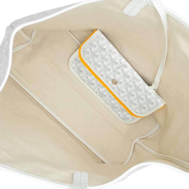 GOYARD Saint Louis PM Tote, White Goyardine Canvas, With Pouch | Shop Authentique Lux