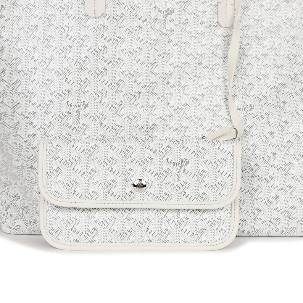 GOYARD Saint Louis PM Tote, White Goyardine Canvas, With Pouch | Shop Authentique Lux