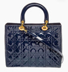 DIOR Large Lady Dior Bag, Navy Cannage Patent Leather, Gold Hardware | Shop Authentique Lux