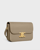 CELINE Medium Triomphe Shoulder Bag, Beige Shiny Calfskin, Gold Hardware | Shop Authentique Lux