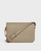 CELINE Medium Triomphe Shoulder Bag, Beige Shiny Calfskin, Gold Hardware | Shop Authentique Lux