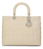 DIOR Large Lady Dior Bag, Ivory Cannage Lambskin, Silver Hardware | Shop Authentique Lux