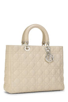 DIOR Large Lady Dior Bag, Ivory Cannage Lambskin, Silver Hardware | Shop Authentique Lux