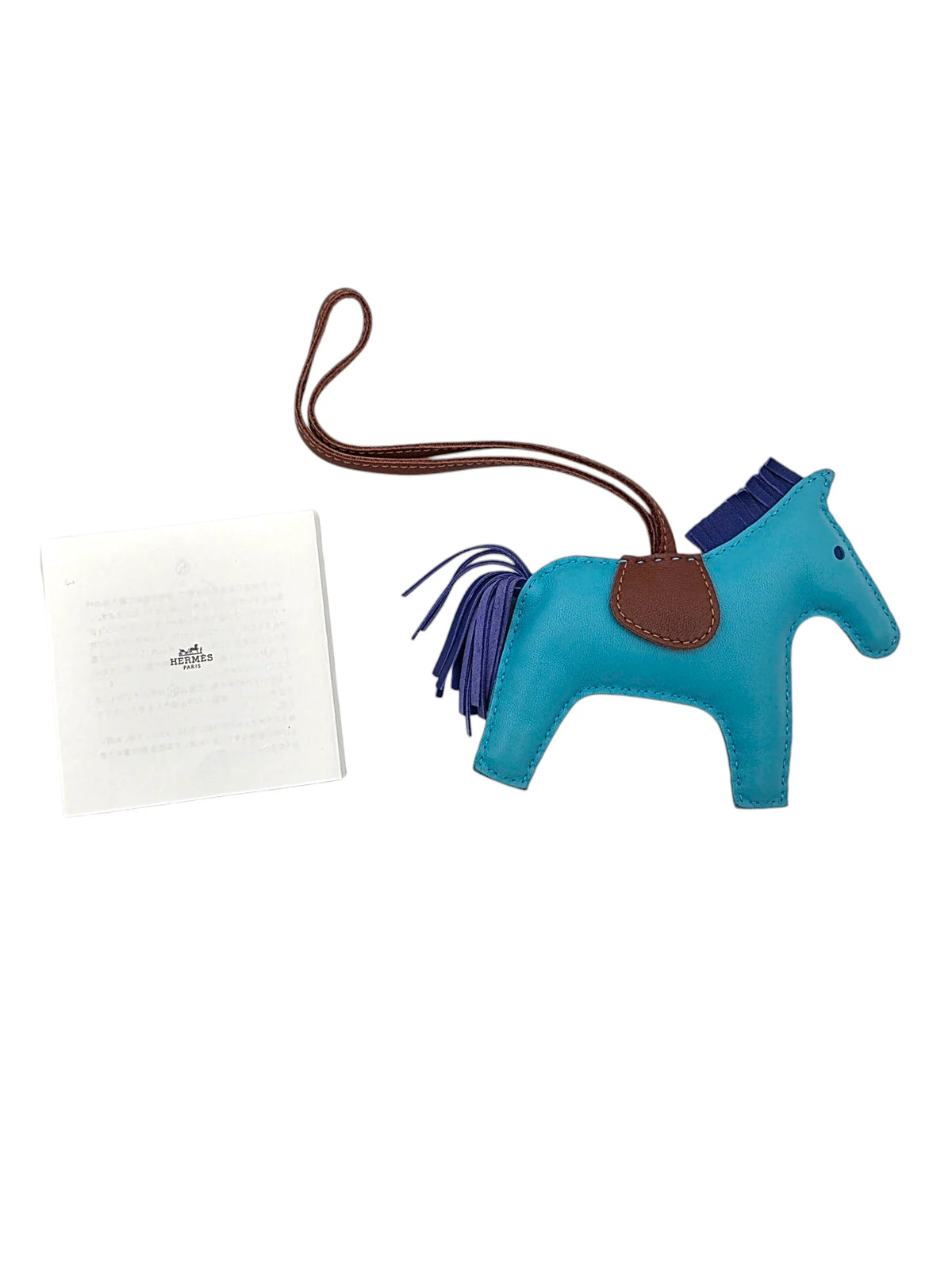 HERMÈS Rodeo MM Bag Charm, Bleu Azteque, Fauve and Bleu Électrique | Shop Authentique Lux