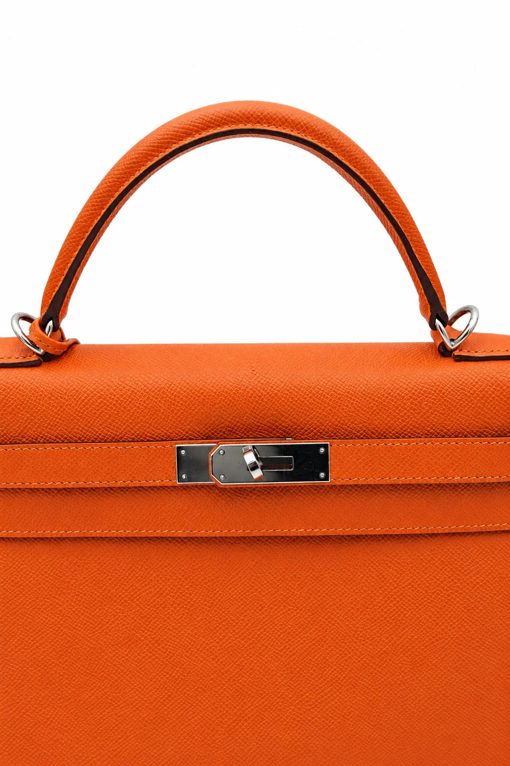HERMÈS Kelly 32 Feu Epsom leather, palladium hardware | Shop Authentique Lux