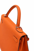 HERMÈS Kelly 32 Feu Epsom leather, palladium hardware | Shop Authentique Lux