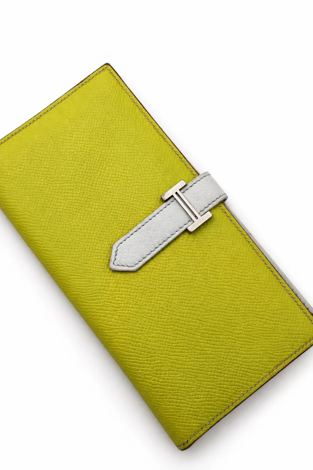 HERMÈS Béarn Wallet, Yellow and White Leather, Palladium Hardware | Shop Authentique Lux
