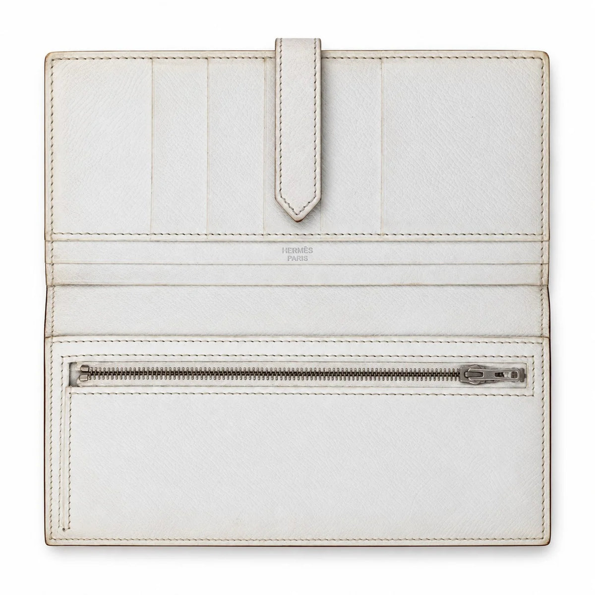 HERMÈS Béarn Wallet, Yellow and White Leather, Palladium Hardware | Shop Authentique Lux