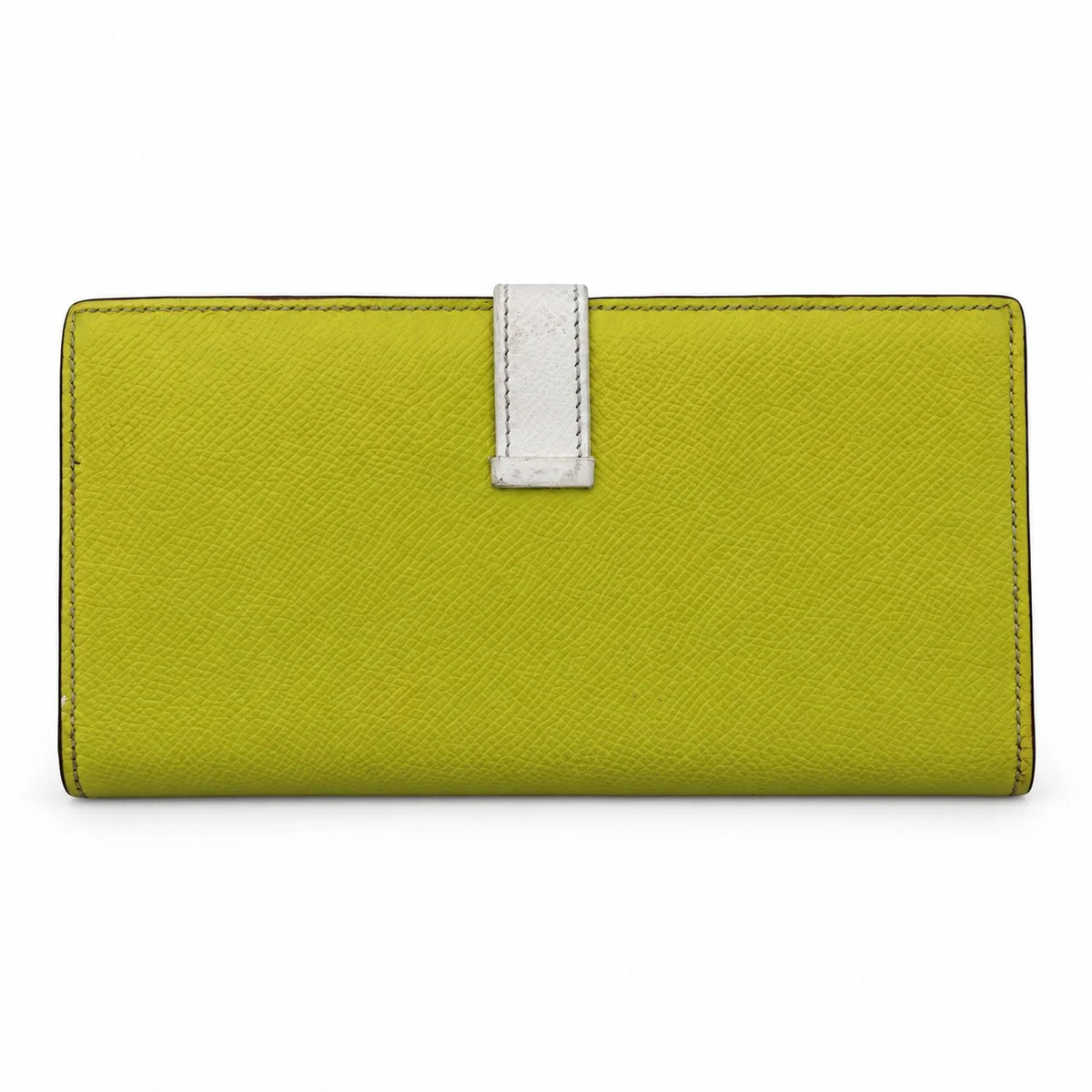 HERMÈS Béarn Wallet, Yellow and White Leather, Palladium Hardware | Shop Authentique Lux