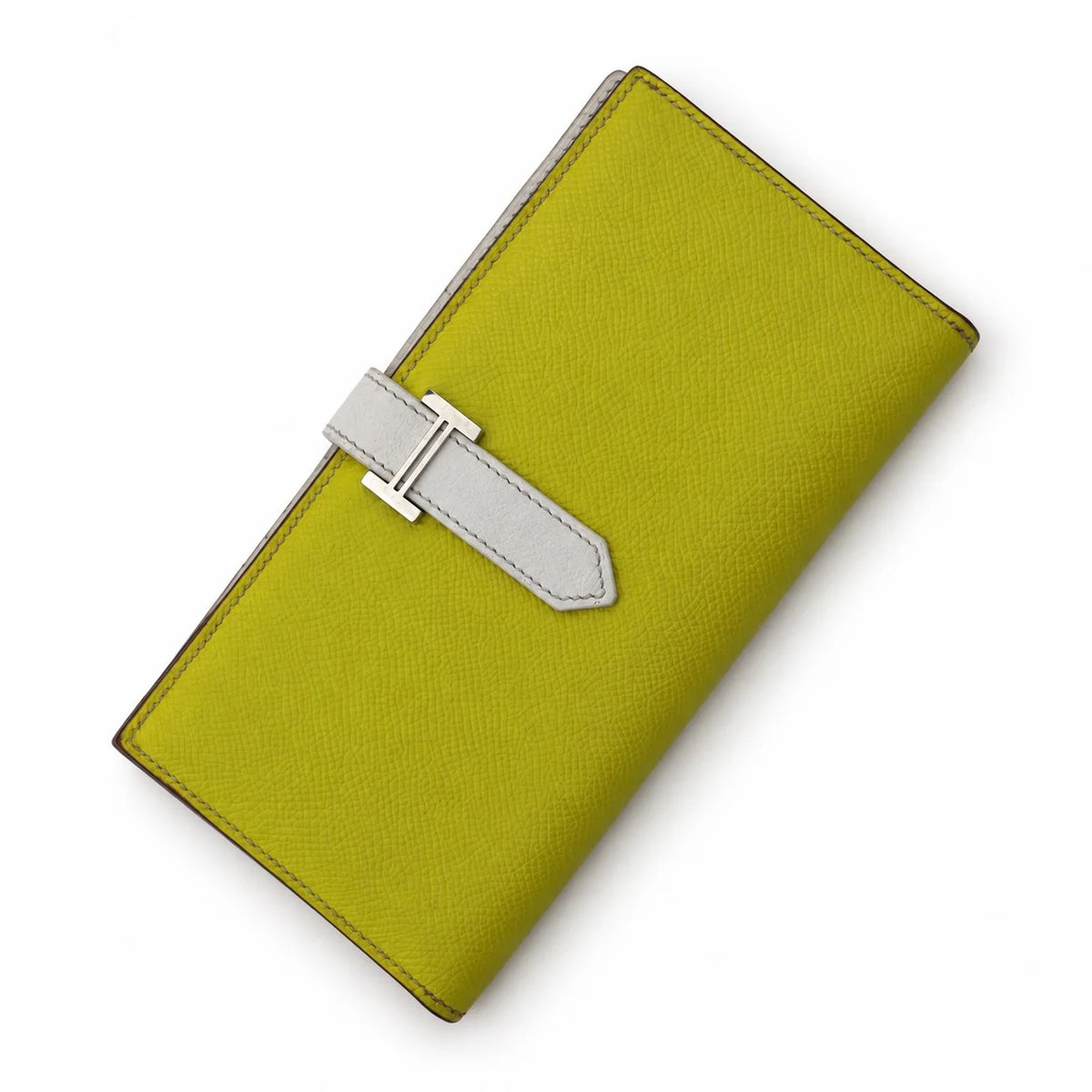 HERMÈS Béarn Wallet, Yellow and White Leather, Palladium Hardware | Shop Authentique Lux