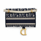 DIOR Navy Beige Oblique Canvas Saddle Chain Pouch, Gold-Tone Hardware | Shop Authentique Lux