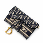 DIOR Navy Beige Oblique Canvas Saddle Chain Pouch, Gold-Tone Hardware | Shop Authentique Lux