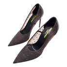 SAINT LAURENT Anja 105 Deep Brown Rhinestone Mesh Pumps, Size 38.5 | Shop Authentique Lux