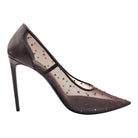 SAINT LAURENT Anja 105 Deep Brown Rhinestone Mesh Pumps, Size 38.5 | Shop Authentique Lux