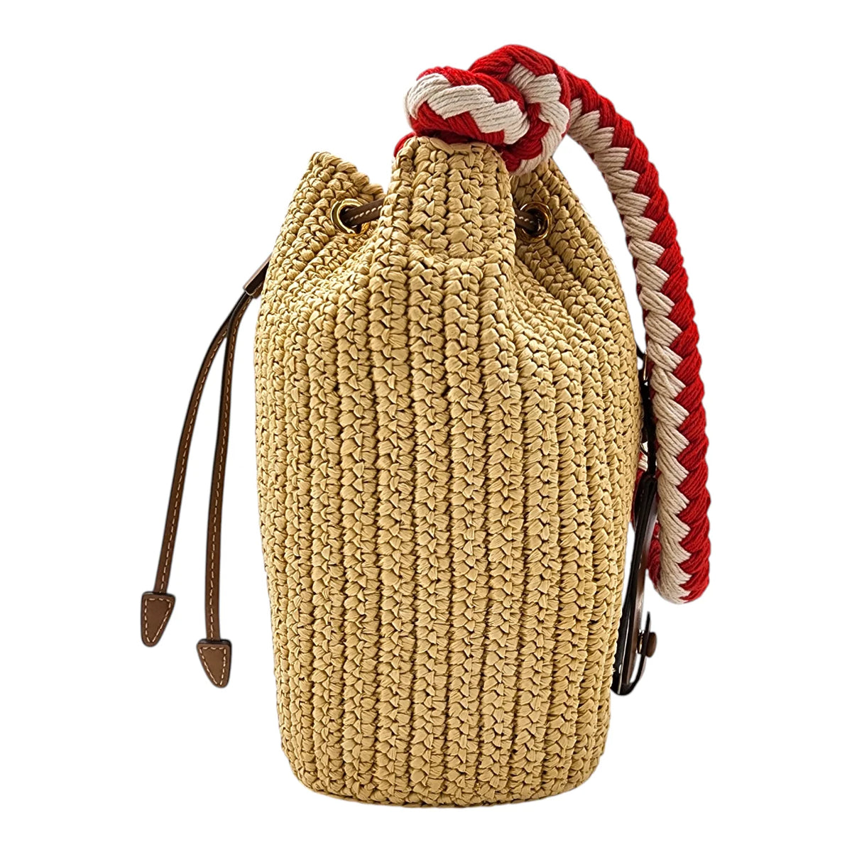 PRADA Mini Crochet Bucket Bag, Beige Straw | Shop Authentique Lux