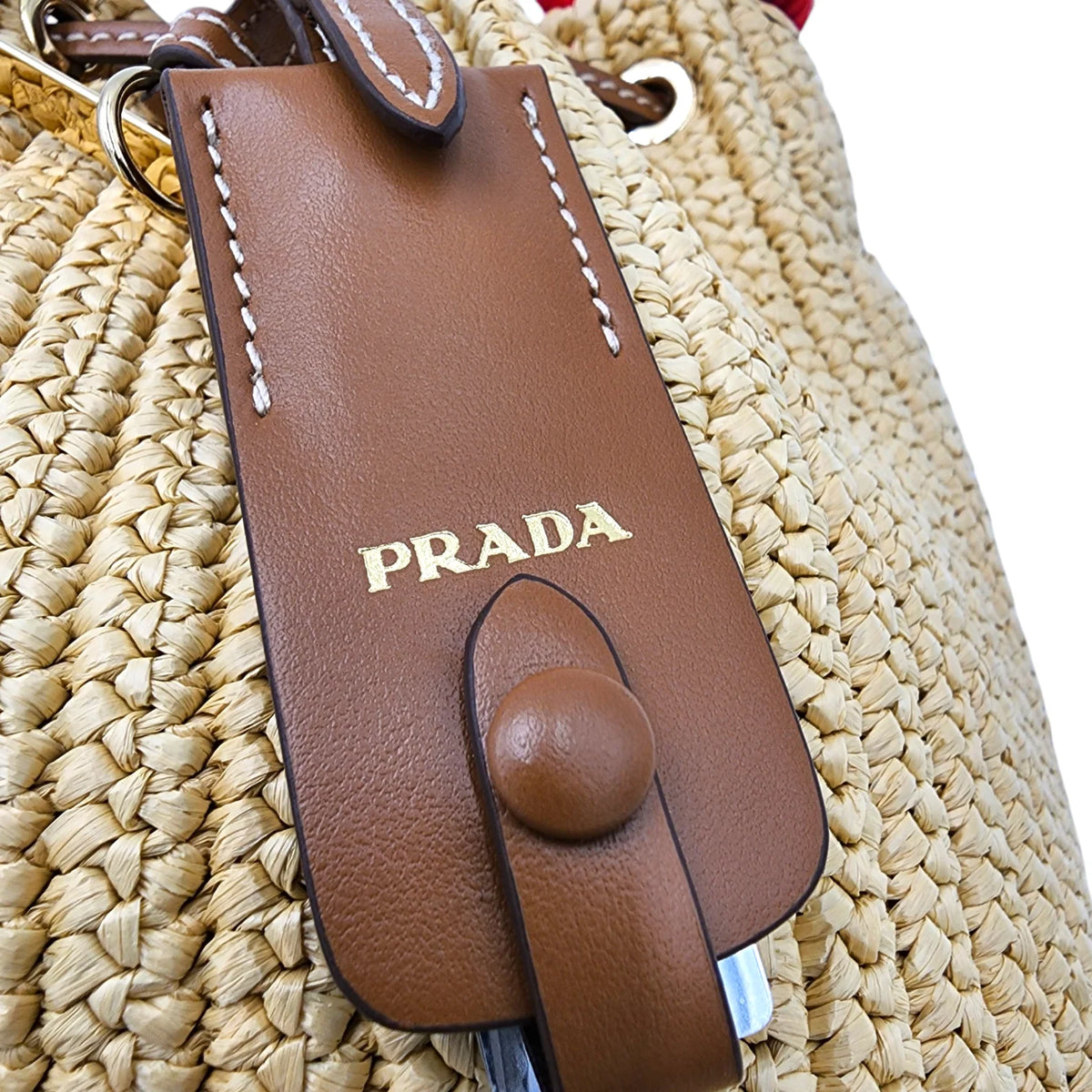 PRADA Mini Crochet Bucket Bag, Beige Straw | Shop Authentique Lux