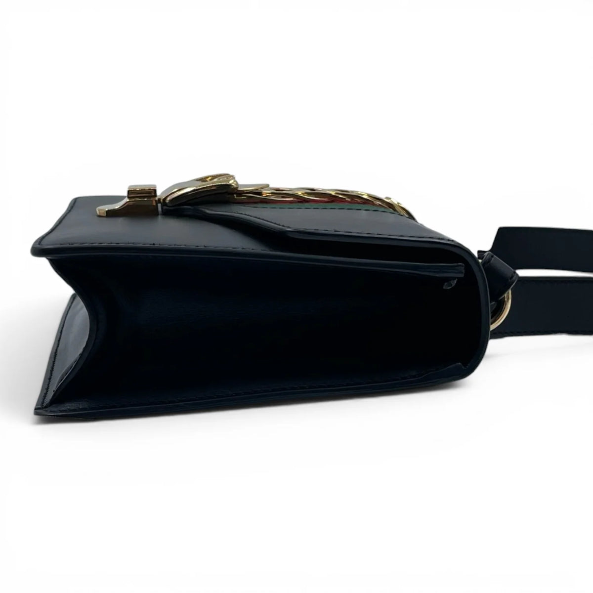 GUCCI Small Sylvie Shoulder Bag, Black Calfskin, Gold-Tone Hardware | Shop Authentique Lux