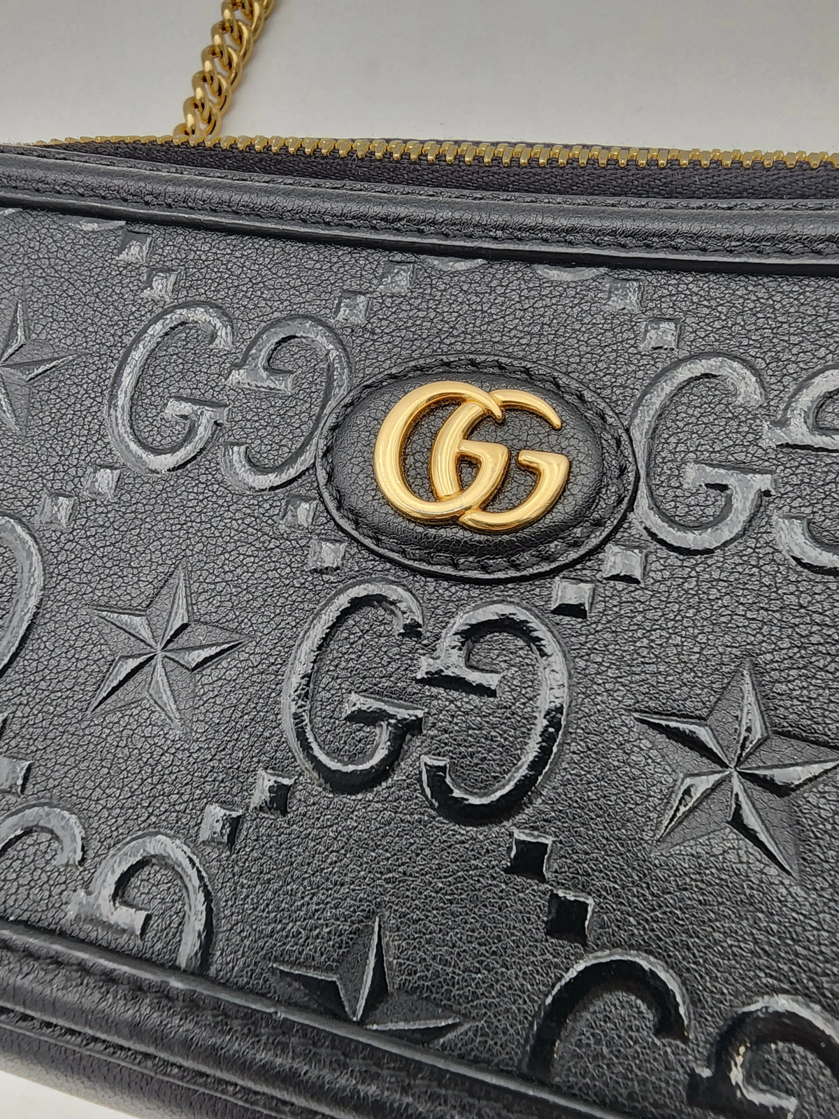 GUCCI Black Star Mini Shoulder Bag, Embossed Calfskin, Gold-Tone Hardware | Shop Authentique Lux