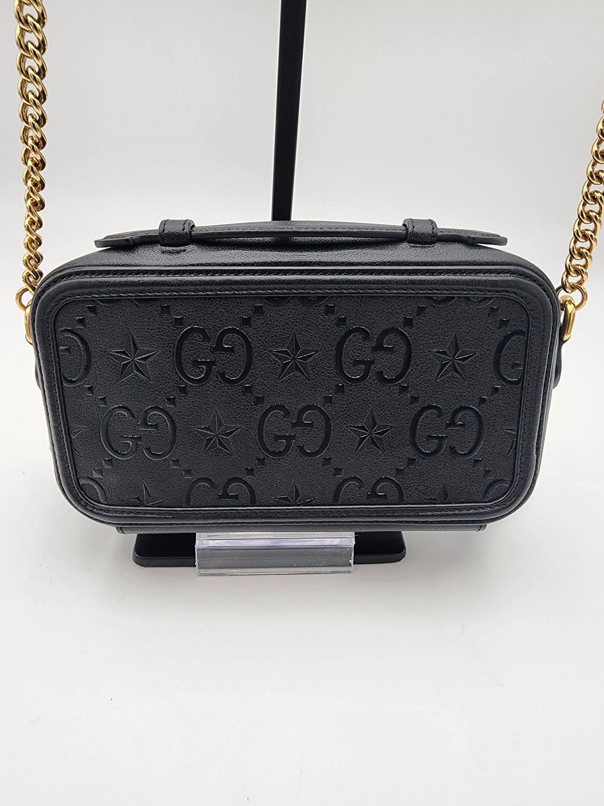 GUCCI Black Star Mini Shoulder Bag, Embossed Calfskin, Gold-Tone Hardware | Shop Authentique Lux