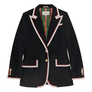 GUCCI British Collegiate Blazer, Contrast Trim, Size 44