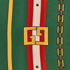 GUCCI green silk lining with stripes, chain motifs and interlocking G detail | Shop Authentique Lux