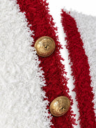 BALMAIN embossed gold-tone buttons and red and white tweed detail | Shop Authentique Lux