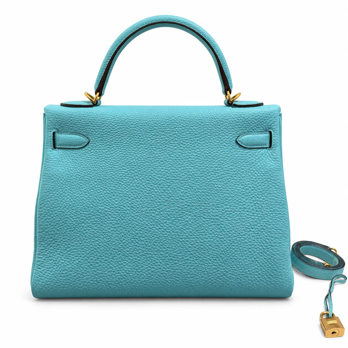 HERMÈS Bleu Atoll Togo Kelly 32, Gold Hardware, 2015 | Shop Authentique Lux