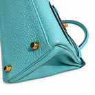 HERMÈS Bleu Atoll Togo Kelly 32, Gold Hardware, 2015 | Shop Authentique Lux