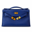 HERMÈS Bleu Saphir Swift Kelly Pochette, Gold Hardware, 2016 | Shop Authentique Lux
