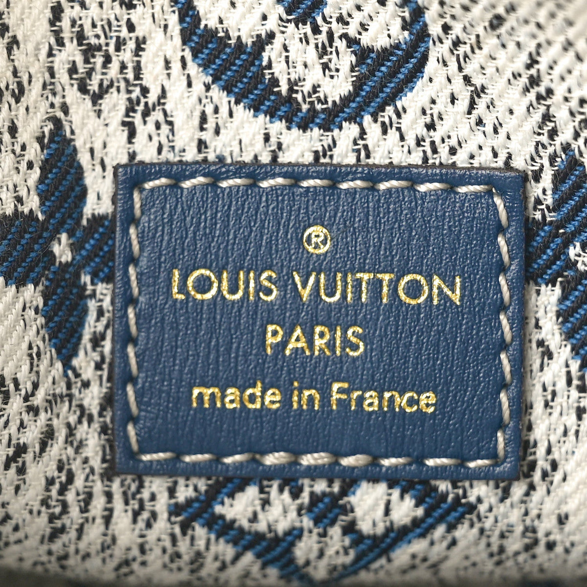 LOUIS VUITTON blue Monogram denim Nano Speedy with matching strap, front view | Shop Authentique Lux