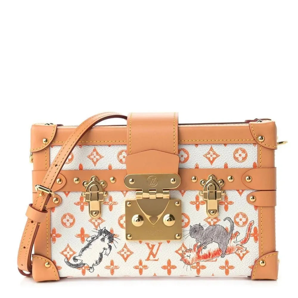 LOUIS VUITTON Kabuki Petite Malle White Orange Monogram canvas front with gold-tone clasp | Shop Authentique Lux