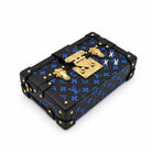 LOUIS VUITTON Petite Malle Black Blue elevated view and gold-tone hardware | Shop Authentique Lux