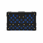 LOUIS VUITTON Petite Malle Black Blue angled front view | Shop Authentique Lux