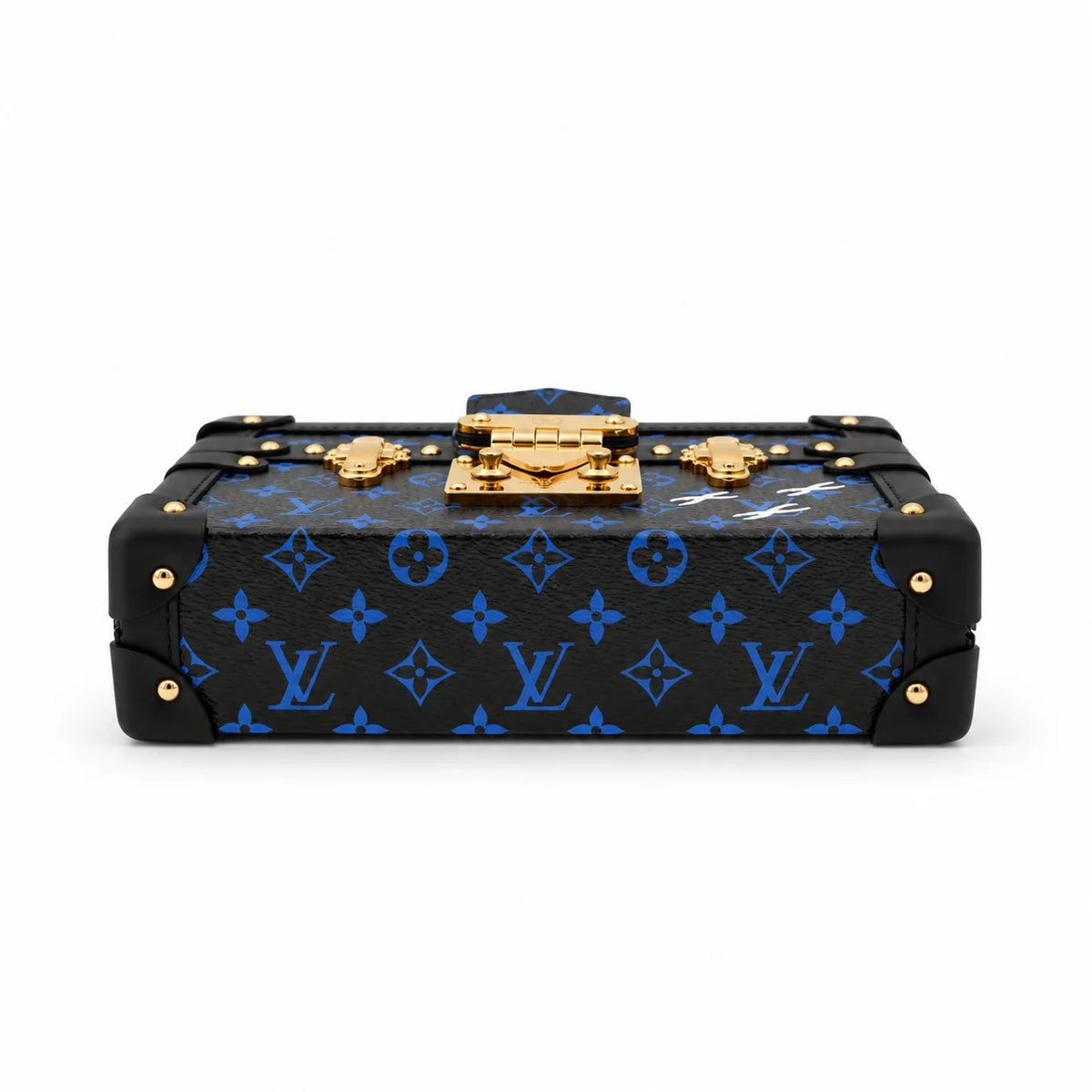 LOUIS VUITTON Petite Malle Black Blue rear Monogram canvas view | Shop Authentique Lux