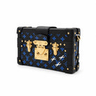 LOUIS VUITTON Petite Malle Black Blue opposite front angle | Shop Authentique Lux
