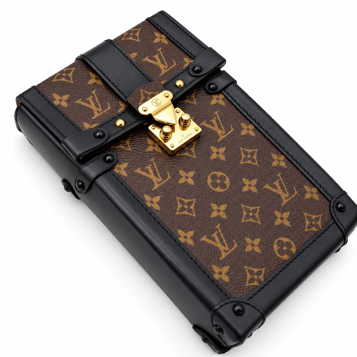 LOUIS VUITTON Vertical Trunk straight-on front with black leather trim | Shop Authentique Lux