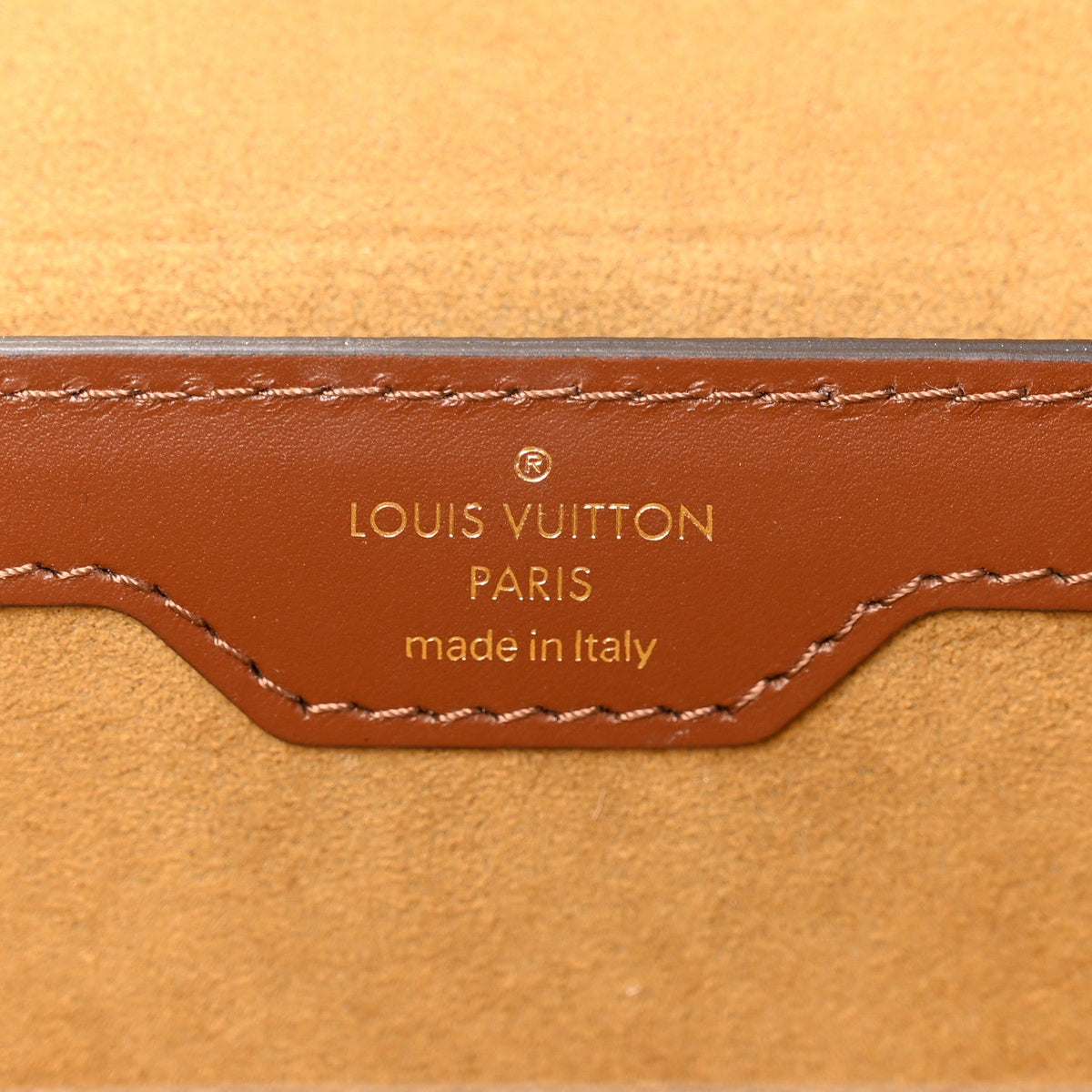 LOUIS VUITTON Papillon Trunk interior brand stamp detail | Shop Authentique Lux