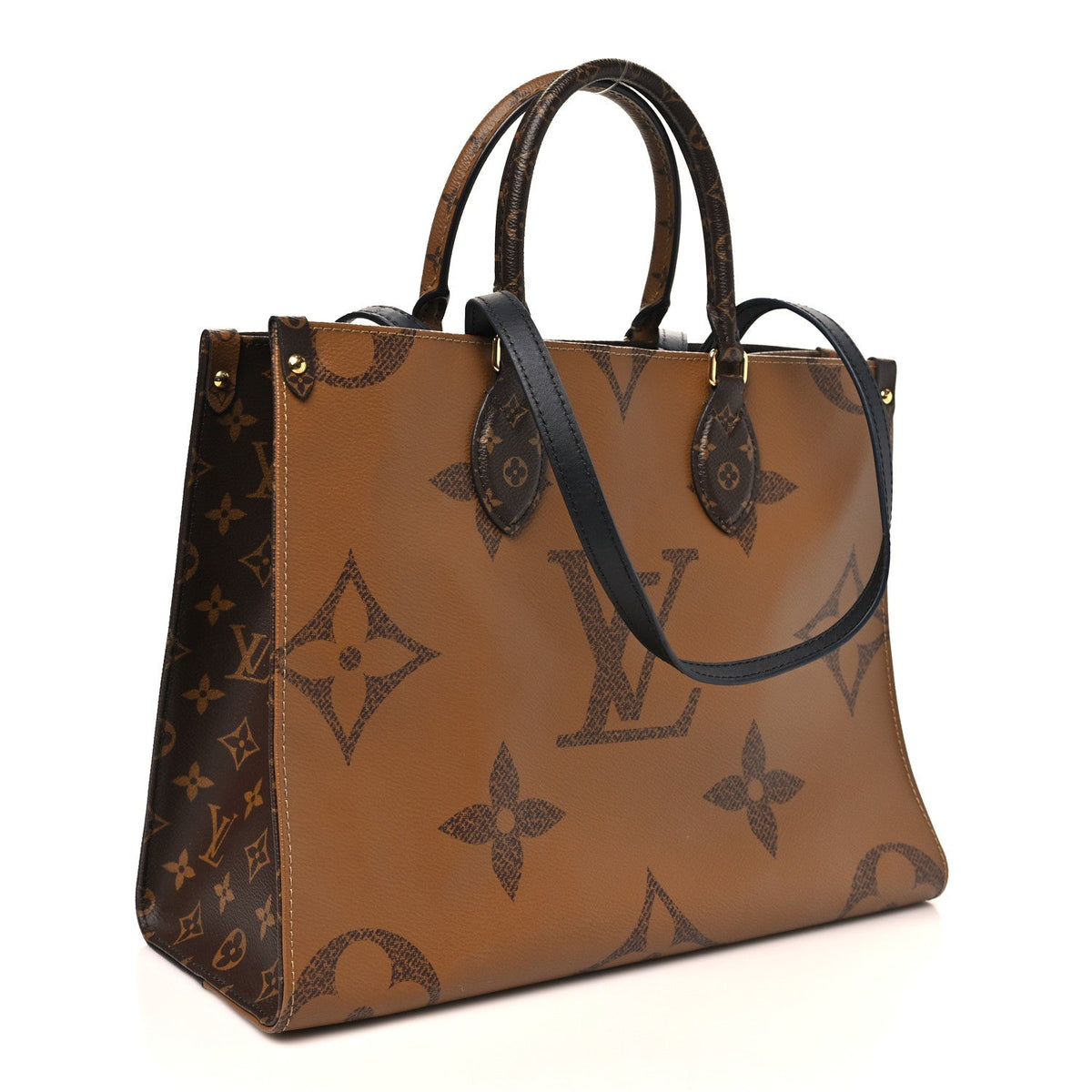LOUIS VUITTON OnTheGo MM Monogram Giant canvas and handle attachment close-up | Shop Authentique Lux