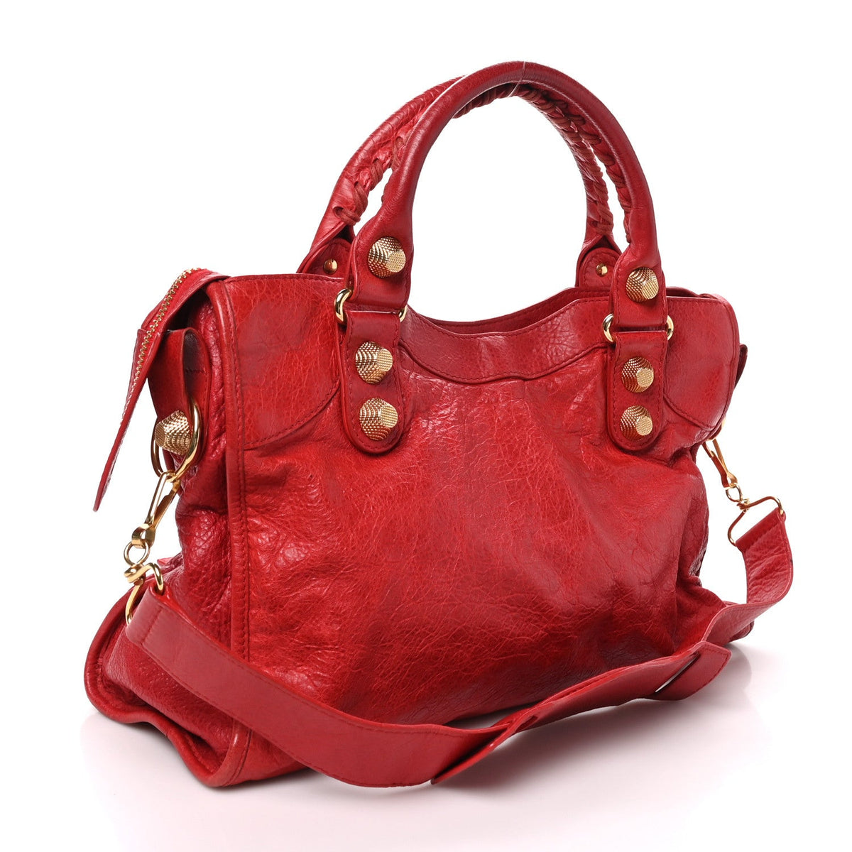 BALENCIAGA Small City Bag, Red Leather, Gold Hardware | Shop Authentique Lux