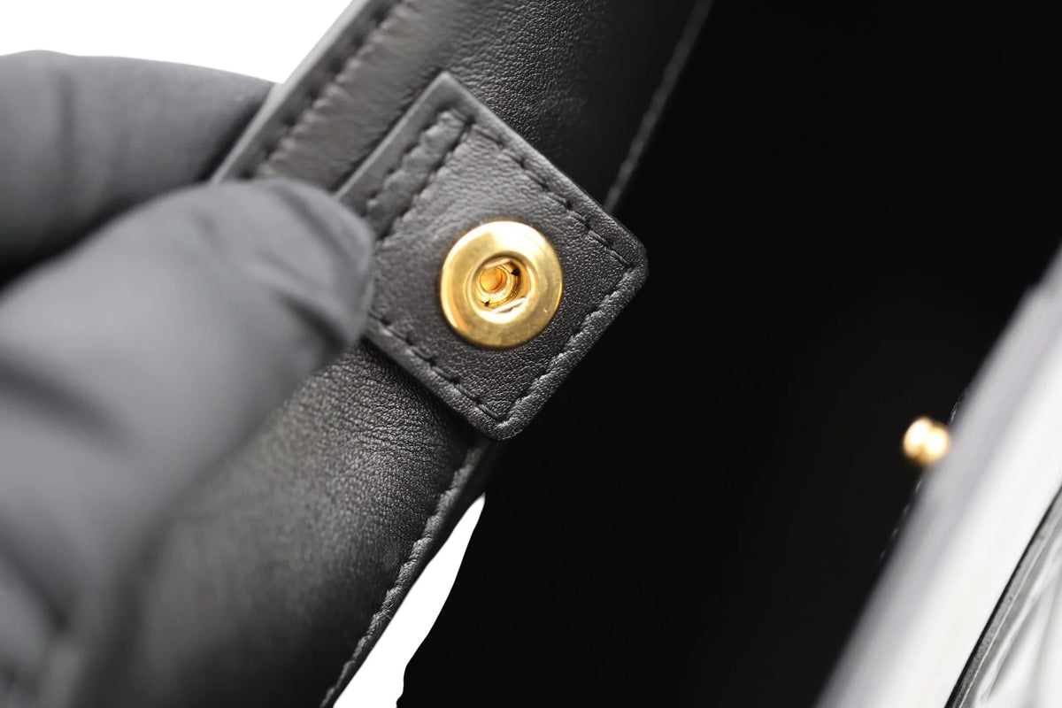 CELINE Triomphe Bucket Bag, Black Leather, Gold-Tone Hardware | Shop Authentique Lux