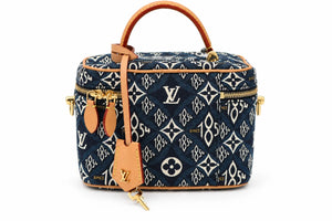 LOUIS VUITTON Vanity Top Handle Bag, Blue Since 1854 Monogram Denim, Gold-Tone Hardware
