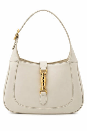 GUCCI Jackie Shoulder Bag, Ivory Leather, Gold-Tone Hardware