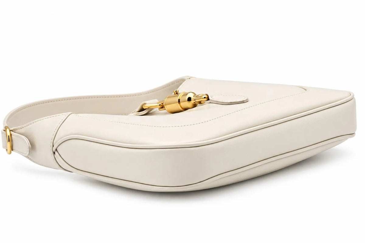 GUCCI Jackie Shoulder Bag, Ivory Leather, Gold-Tone Hardware | Shop Authentique Lux