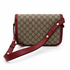 GUCCI Horsebit 1955 Shoulder Bag, Beige GG Supreme Canvas, Red Leather, Gold-Tone Hardware | Shop Authentique Lux
