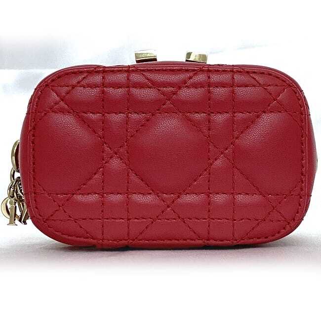 DIOR Lady Dior Micro Vanity Case, Burgundy Cannage Lambskin, Gold-Tone Hardware | Shop Authentique Lux