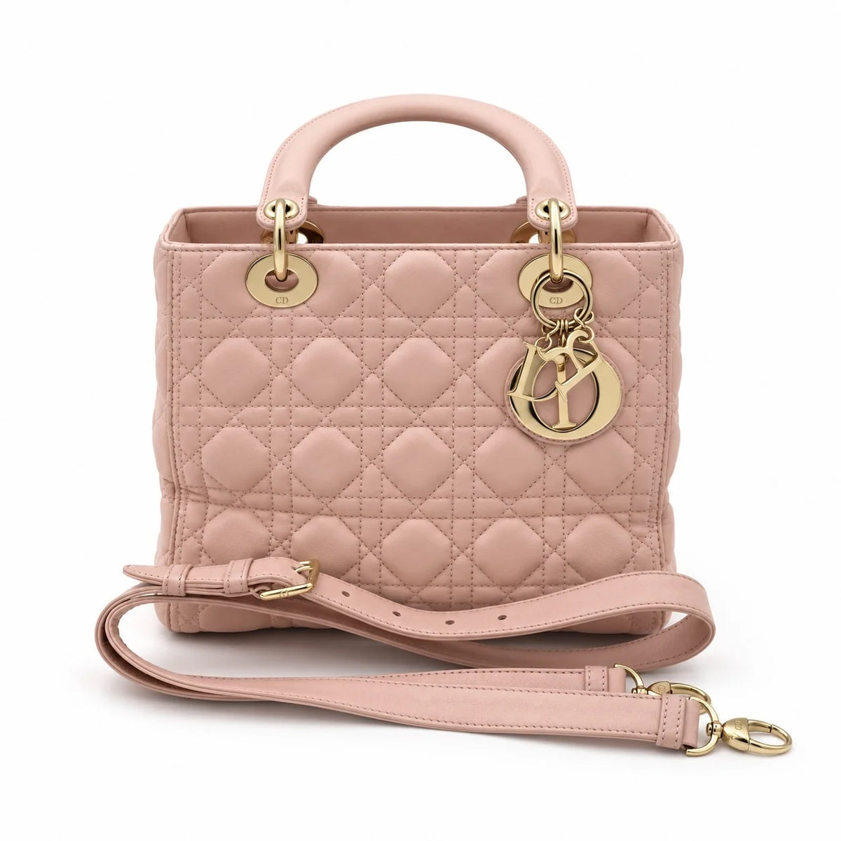 DIOR Medium Lady Dior Bag, Pink Cannage Lambskin, Gold-Tone Hardware | Shop Authentique Lux