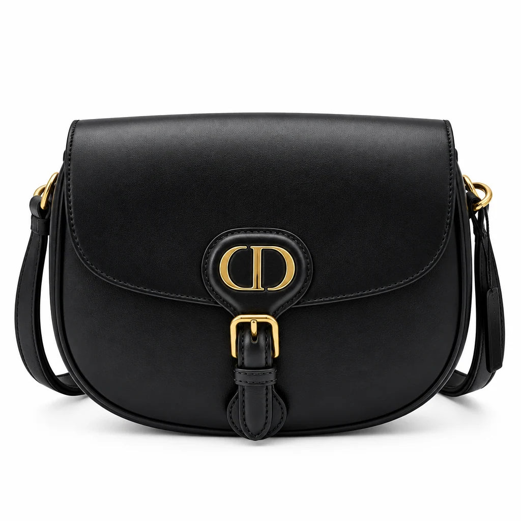 DIOR Medium Bobby Shoulder Bag, Black Box Calfskin, Antique Gold-Finish Hardware | Shop Authentique Lux