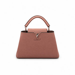 LOUIS VUITTON Capucines BB Bag, Pink Taurillon Leather, Silver-Tone Hardware