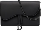 DIOR Saddle Wallet on Chain, Black Ultramatte Calfskin, Black Hardware | Shop Authentique Lux